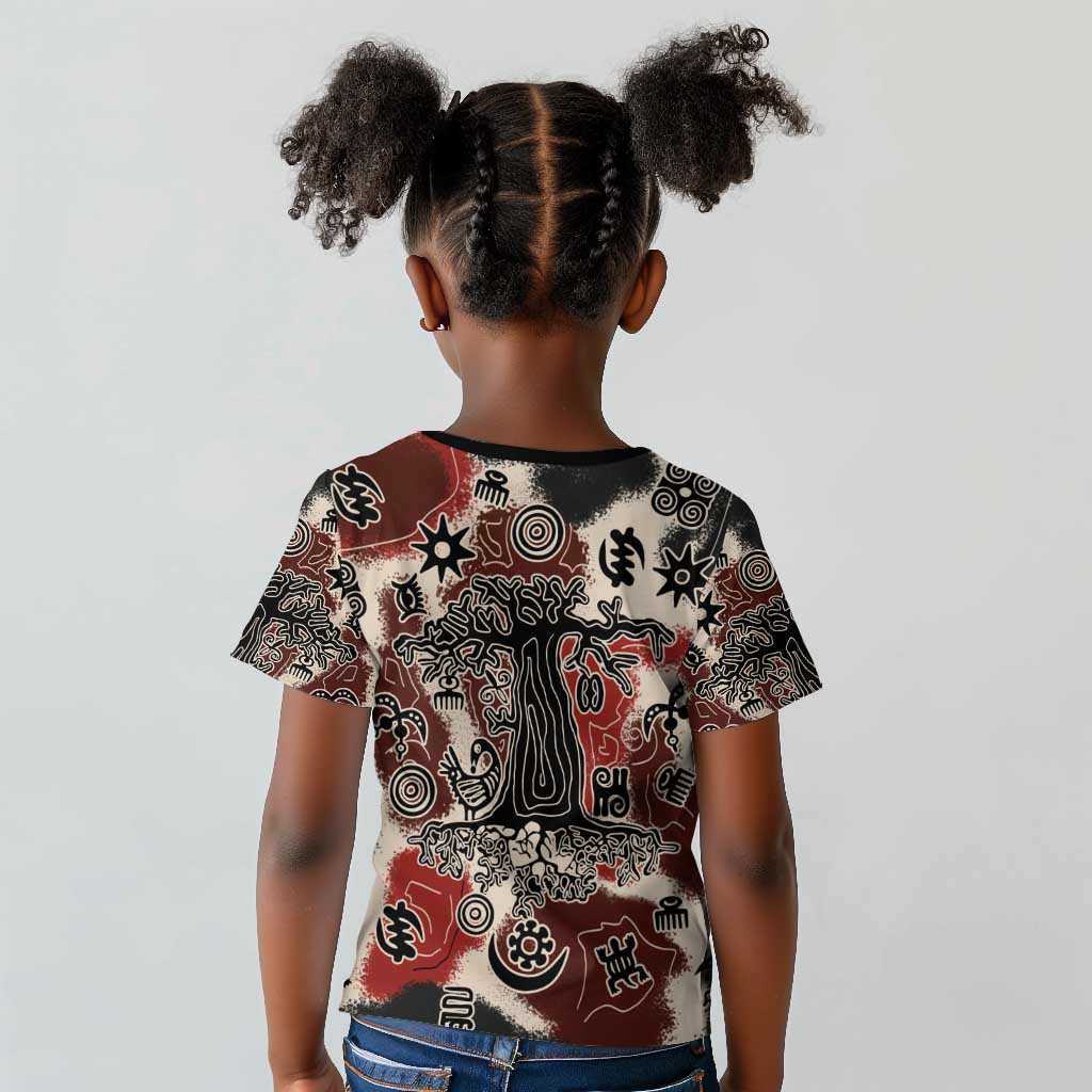 Adinkra Baobab Roots Kid T shirt African Ancestral Spirit Design - African Pride