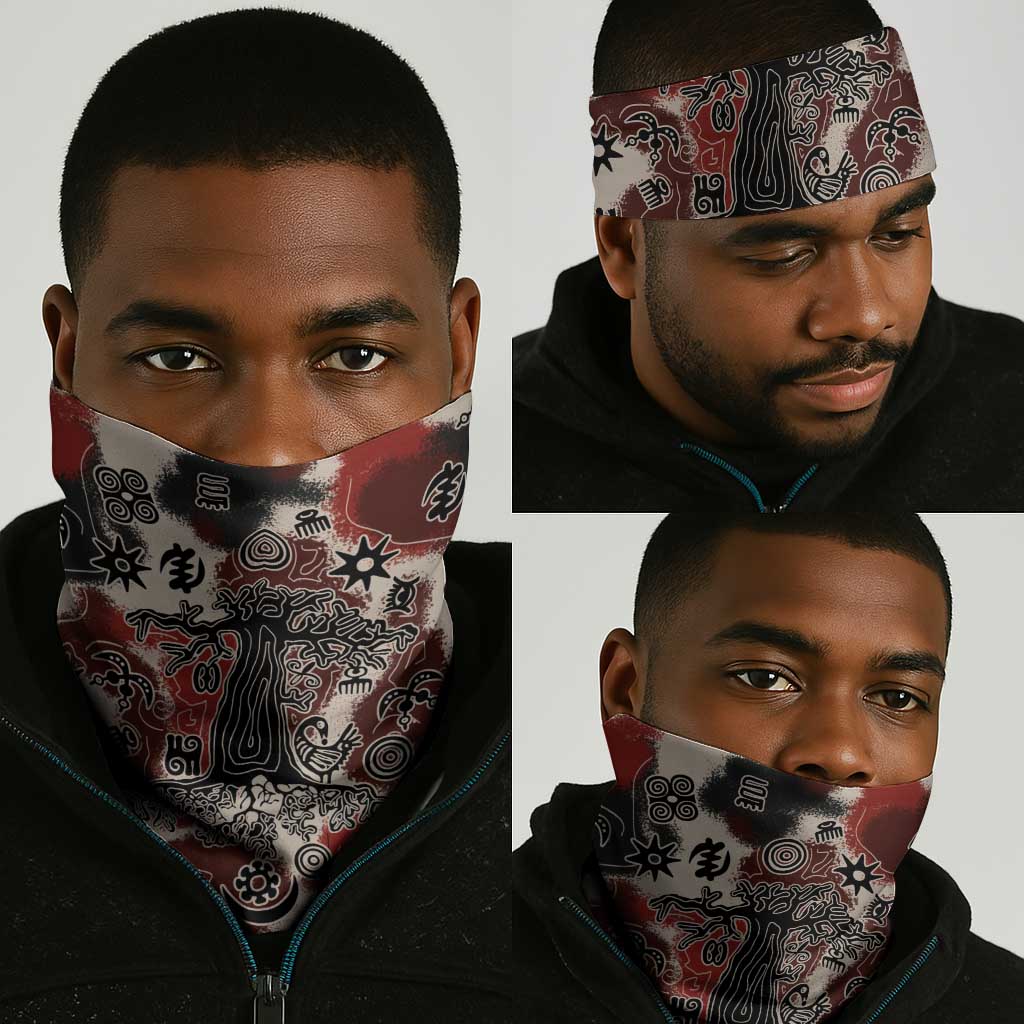 Adinkra Baobab Roots Neck Gaiter African Ancestral Spirit Design - African Pride