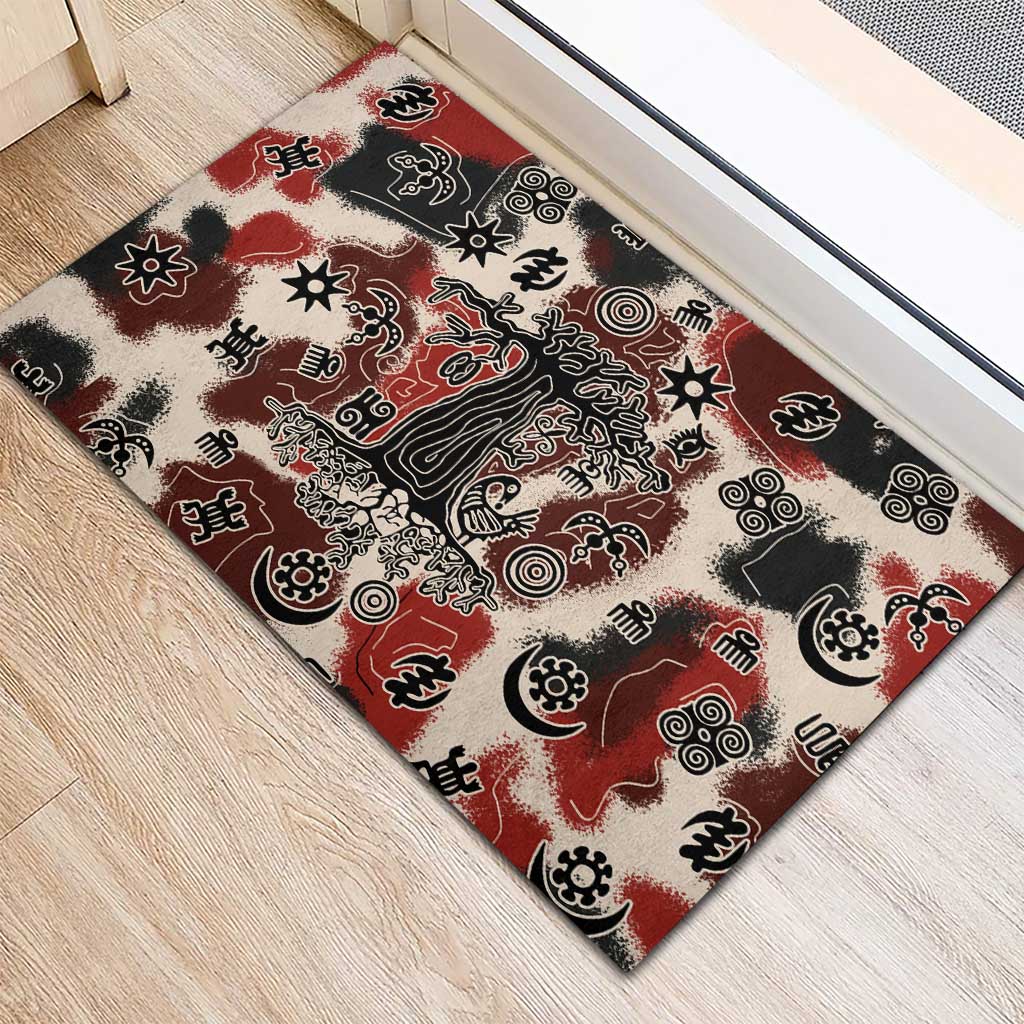 Adinkra Baobab Roots Rubber Doormat African Ancestral Spirit Design - African Pride