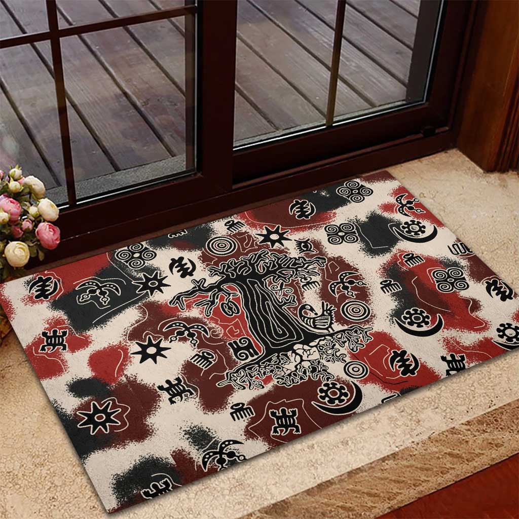 Adinkra Baobab Roots Rubber Doormat African Ancestral Spirit Design - African Pride