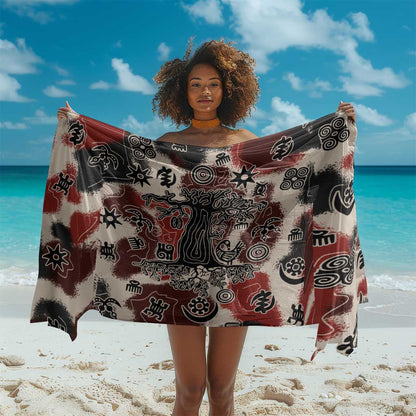 Adinkra Baobab Roots Sarong African Ancestral Spirit Design - African Pride