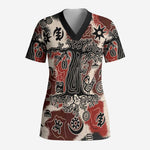 Adinkra Baobab Roots Scrub Top African Ancestral Spirit Design - African Pride
