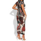 Adinkra Baobab Roots Short Sleeve Bodycon Dress African Ancestral Spirit Design - African Pride