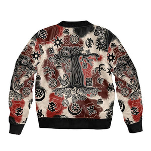 Adinkra Baobab Roots Sleeve Zip Bomber Jacket African Ancestral Spirit Design - African Pride