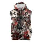 Adinkra Baobab Roots Sleeveless Zip Hoodie African Ancestral Spirit Design - African Pride