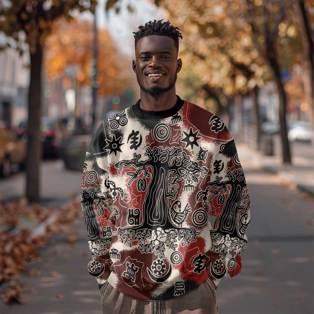 Adinkra Baobab Roots Sweatshirt African Ancestral Spirit Design - African Pride