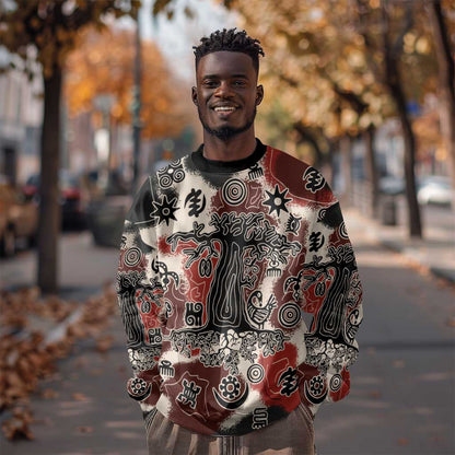 Adinkra Baobab Roots Sweatshirt African Ancestral Spirit Design - African Pride