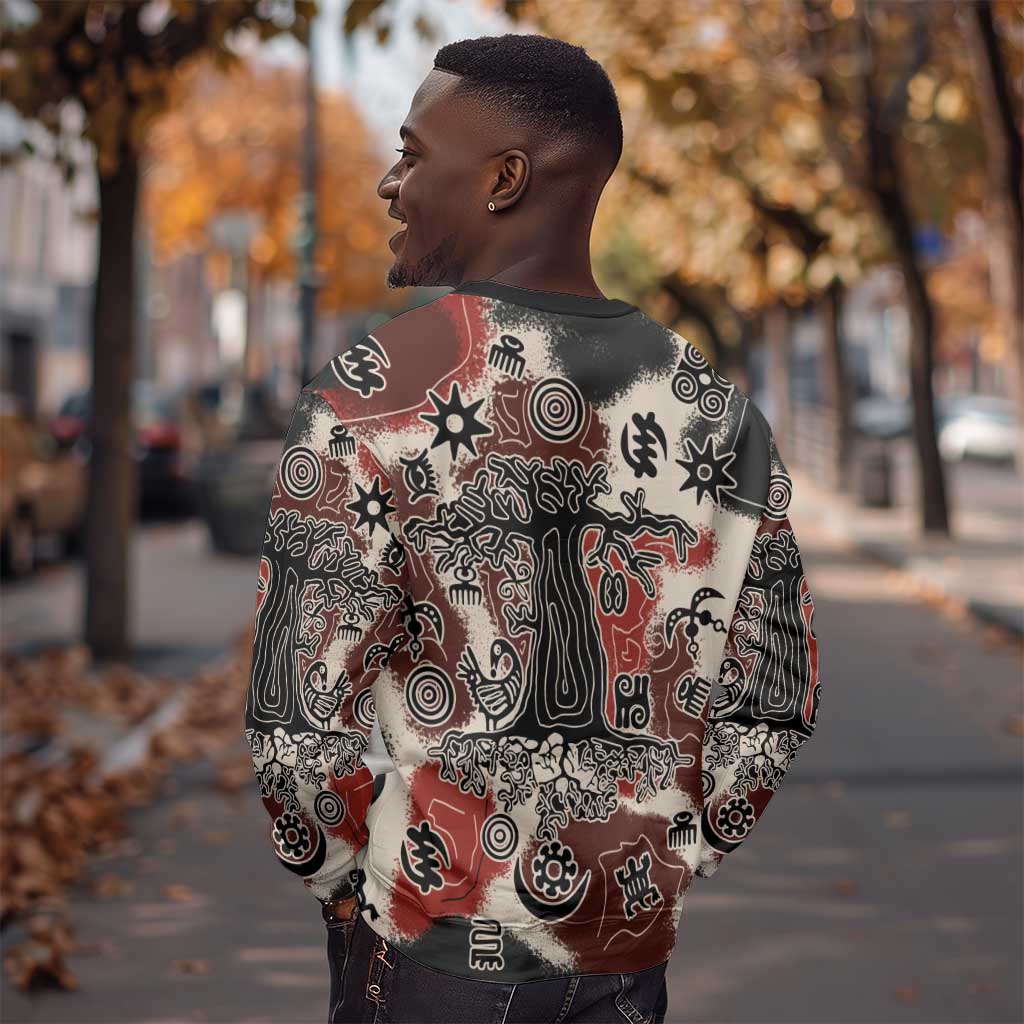 Adinkra Baobab Roots Sweatshirt African Ancestral Spirit Design - African Pride