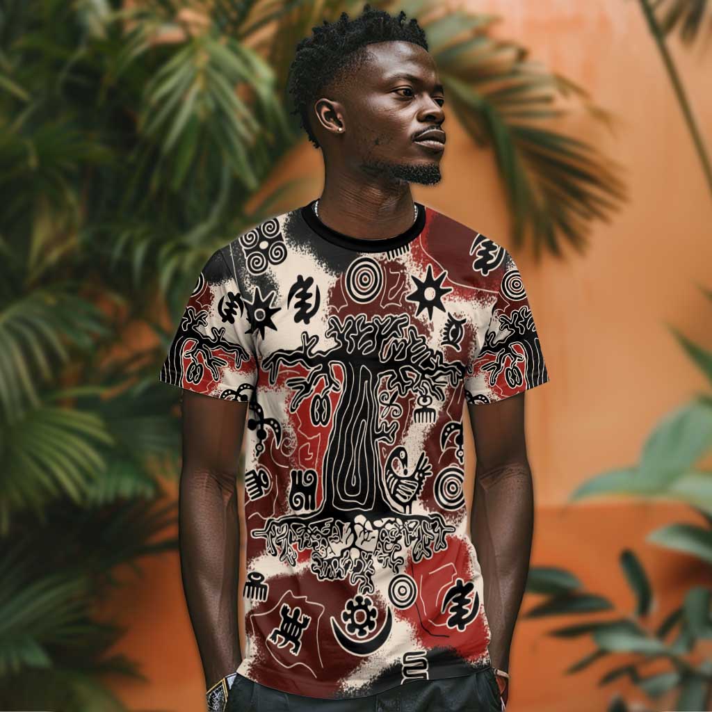 Adinkra Baobab Roots T shirt African Ancestral Spirit Design - African Pride