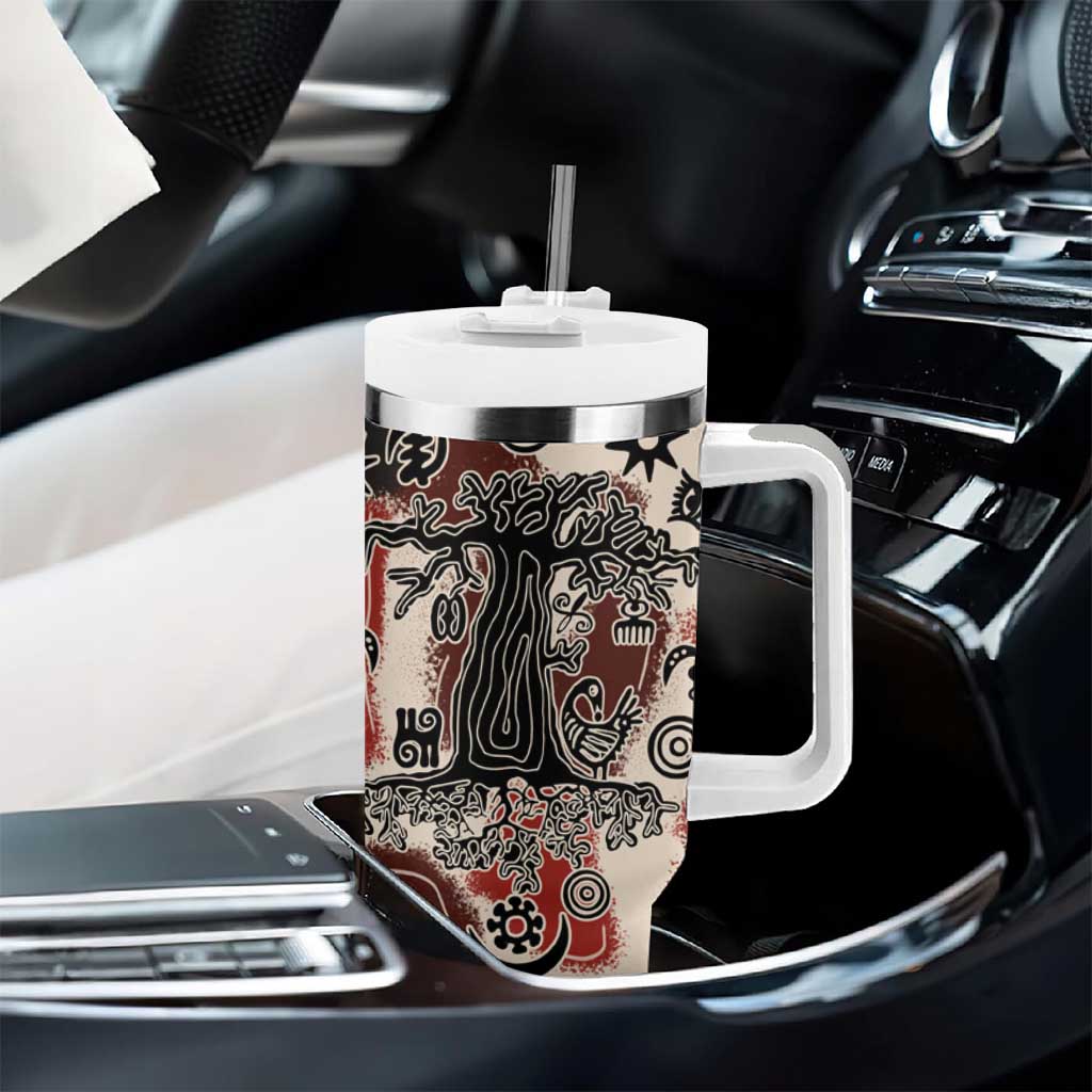Adinkra Baobab Roots Tumbler With Handle African Ancestral Spirit Design - African Pride