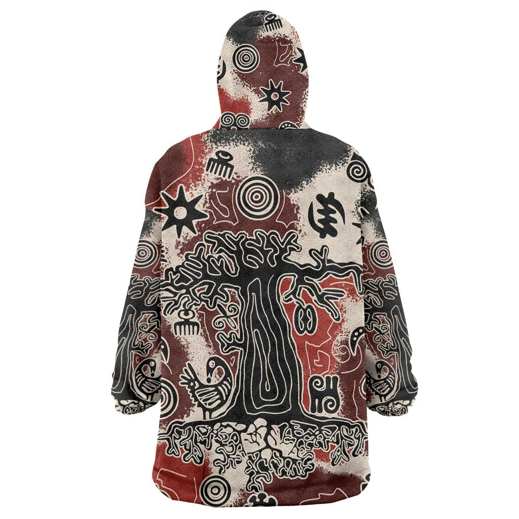 Adinkra Baobab Roots Wearable Blanket Hoodie African Ancestral Spirit Design - African Pride