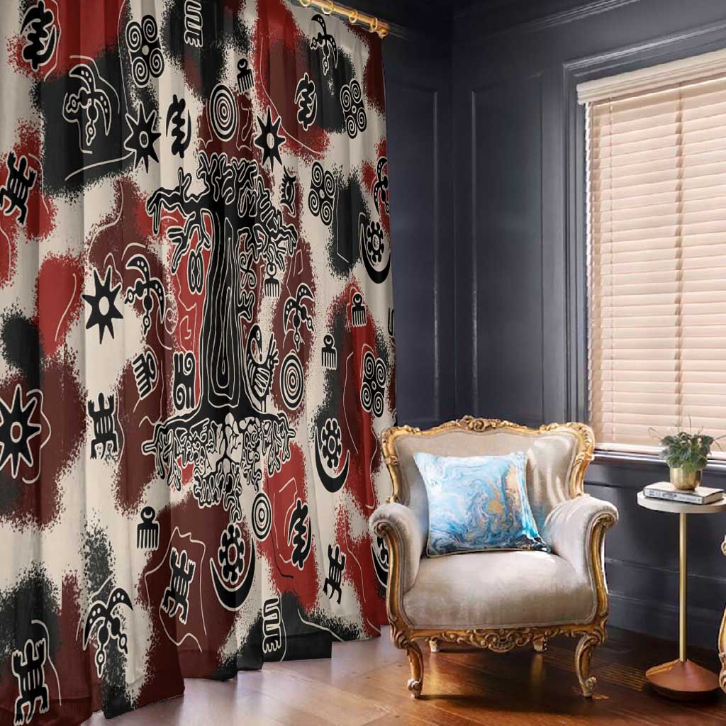 Adinkra Baobab Roots Window Curtain African Ancestral Spirit Design - African Pride