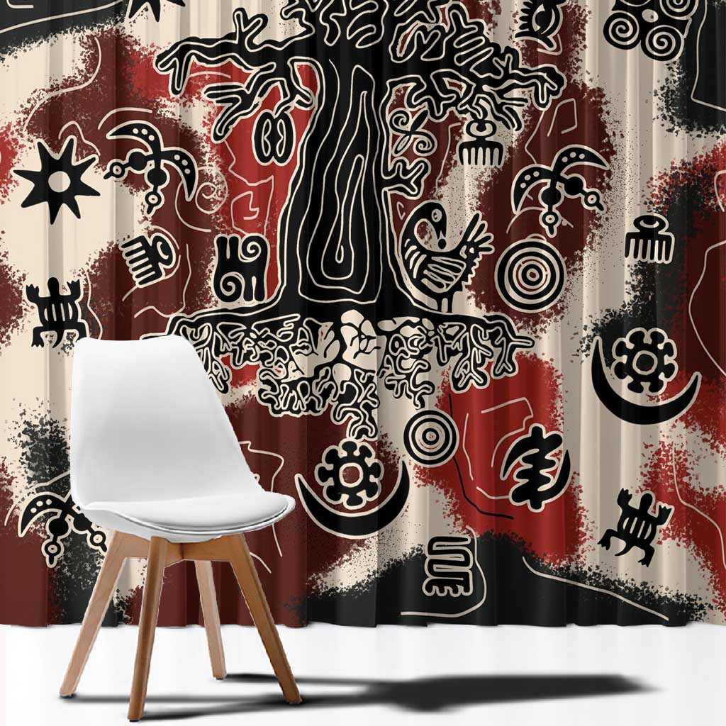 Adinkra Baobab Roots Window Curtain African Ancestral Spirit Design - African Pride