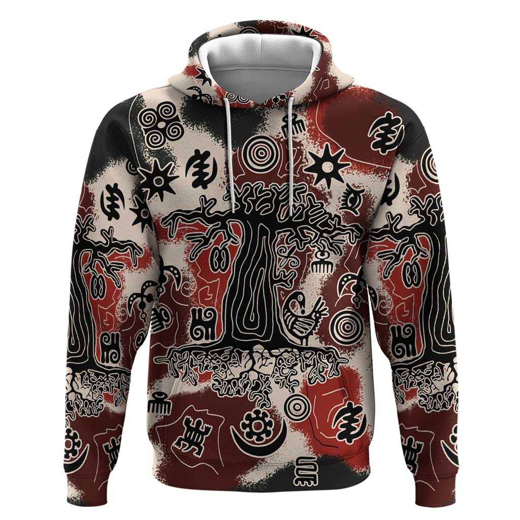 Adinkra Baobab Roots Zip Hoodie African Ancestral Spirit Design - African Pride