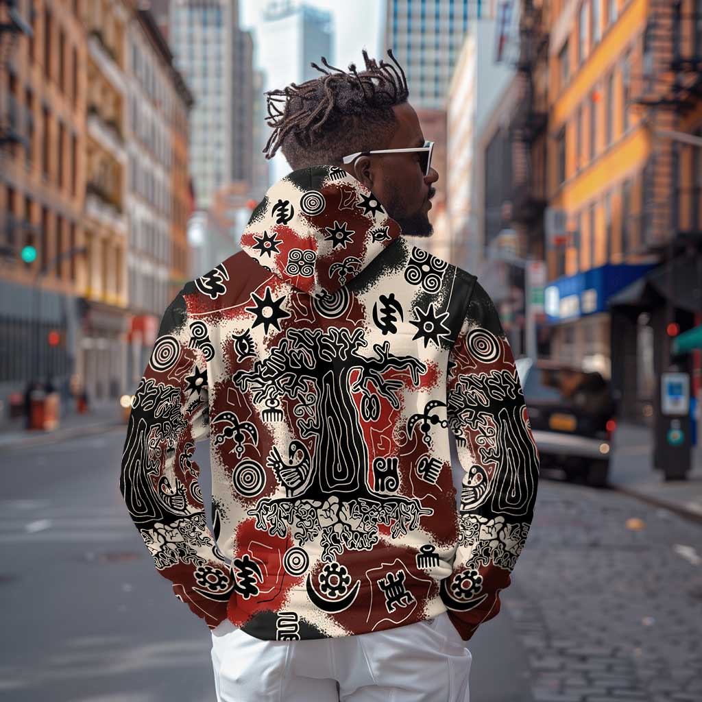 Adinkra Baobab Roots Zip Hoodie African Ancestral Spirit Design - African Pride