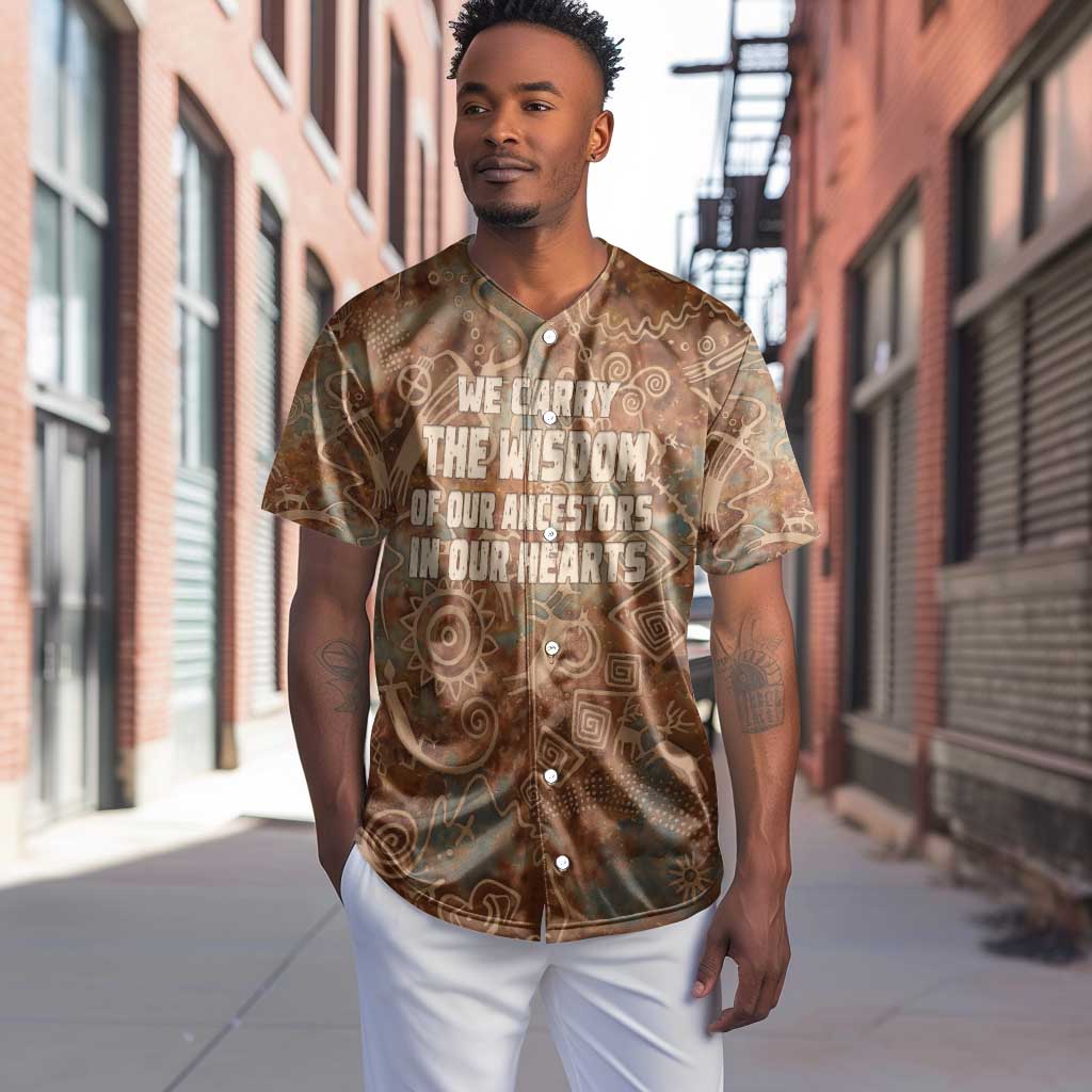 We Carry The Wisdom Baseball Jersey Indigenous Spirit Quote Art - African Pride