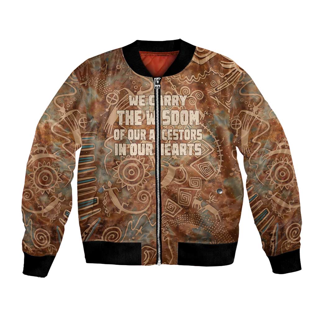 We Carry The Wisdom Bomber Jacket Indigenous Spirit Quote Art - African Pride