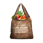 We Carry The Wisdom Grocery Bag Indigenous Spirit Quote Art - African Pride