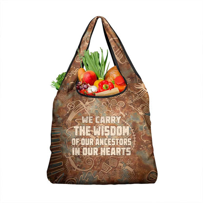 We Carry The Wisdom Grocery Bag Indigenous Spirit Quote Art - African Pride