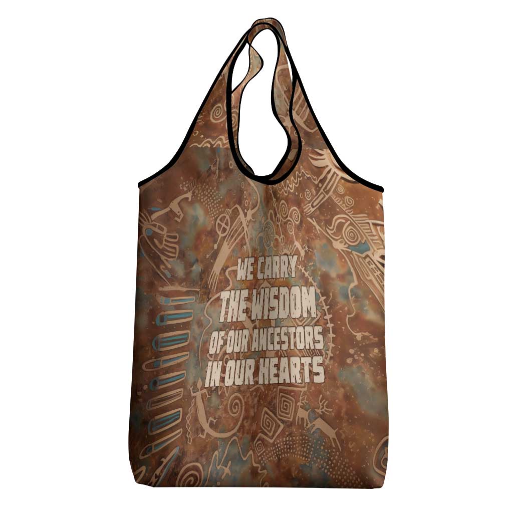 We Carry The Wisdom Grocery Bag Indigenous Spirit Quote Art - African Pride