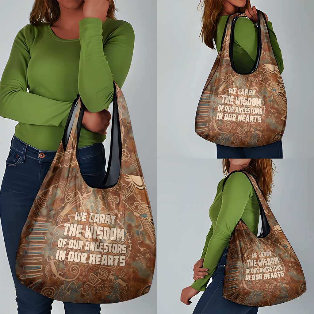 We Carry The Wisdom Grocery Bag Indigenous Spirit Quote Art - African Pride