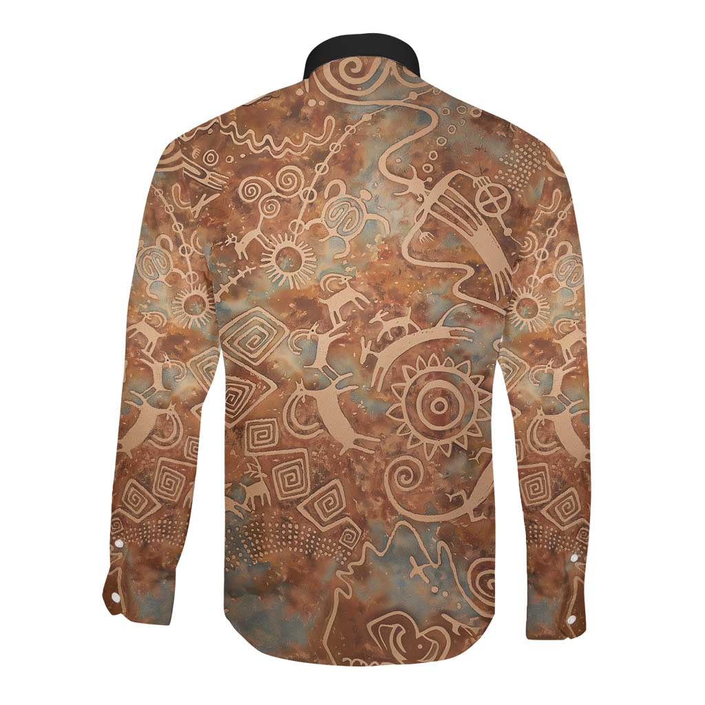We Carry The Wisdom Long Sleeve Button Shirt Indigenous Spirit Quote Art - African Pride