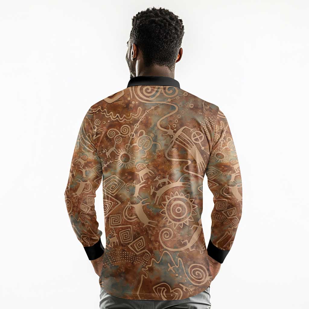 We Carry The Wisdom Long Sleeve Polo Shirt Indigenous Spirit Quote Art - African Pride