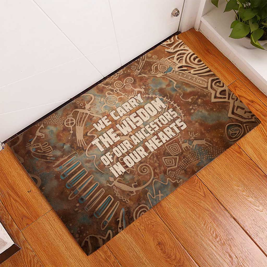 We Carry The Wisdom Rubber Doormat Indigenous Spirit Quote Art - African Pride