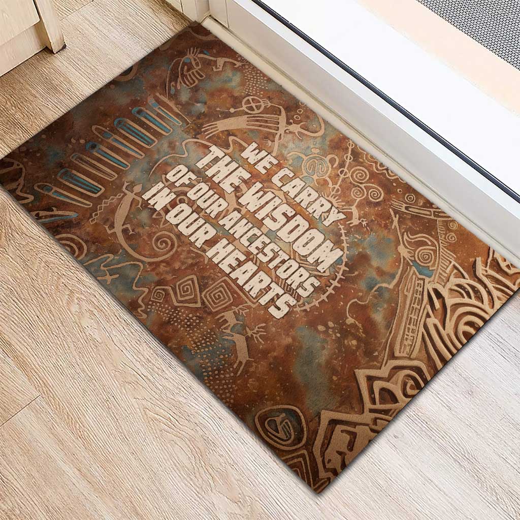 We Carry The Wisdom Rubber Doormat Indigenous Spirit Quote Art - African Pride