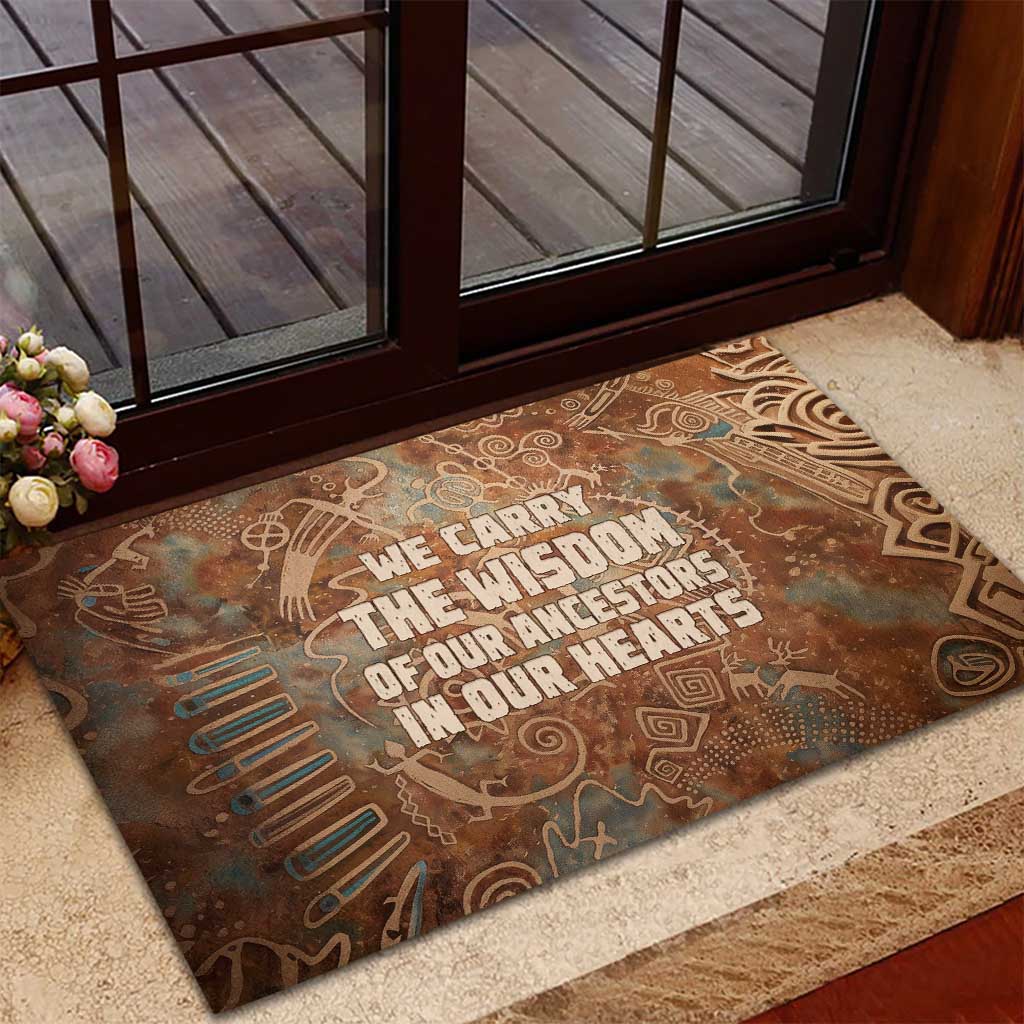 We Carry The Wisdom Rubber Doormat Indigenous Spirit Quote Art - African Pride