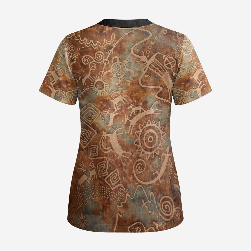 We Carry The Wisdom Scrub Top Indigenous Spirit Quote Art - African Pride