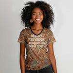 We Carry The Wisdom Women V-Neck T-Shirt Indigenous Spirit Quote Art - African Pride