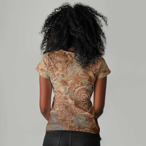 We Carry The Wisdom Women V-Neck T-Shirt Indigenous Spirit Quote Art - African Pride