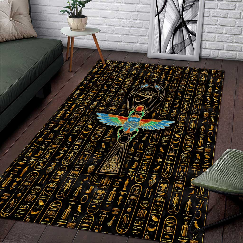 Ankh Horus Scarab Egyptian Area Rug Ancient Egypt - African Spiritual Legacy - African Pride