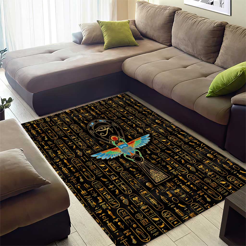 Ankh Horus Scarab Egyptian Area Rug Ancient Egypt - African Spiritual Legacy - African Pride