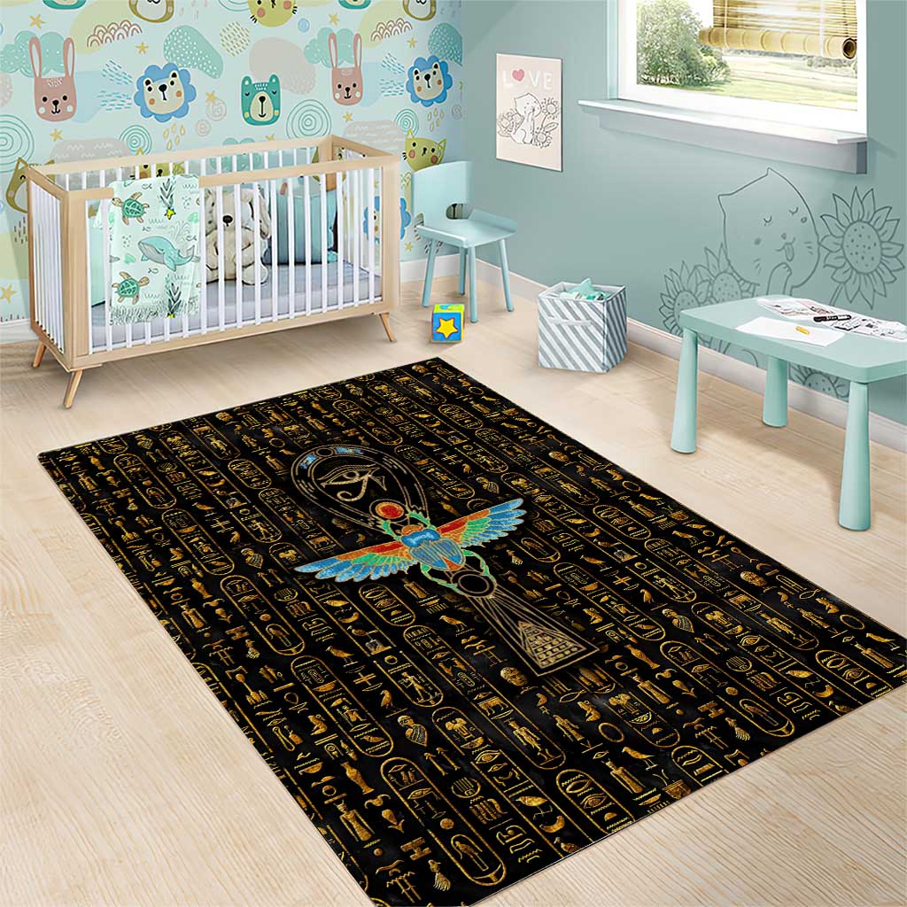 Ankh Horus Scarab Egyptian Area Rug Ancient Egypt - African Spiritual Legacy - African Pride