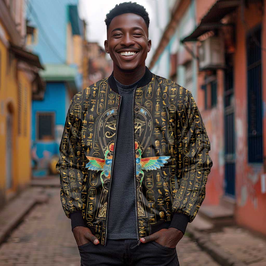 Ankh Horus Scarab Egyptian Bomber Jacket Ancient Egypt - African Spiritual Legacy - African Pride