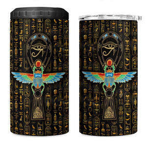 Ankh Horus Scarab Egyptian 4 in 1 Can Cooler Tumbler Ancient Egypt - African Spiritual Legacy - African Pride