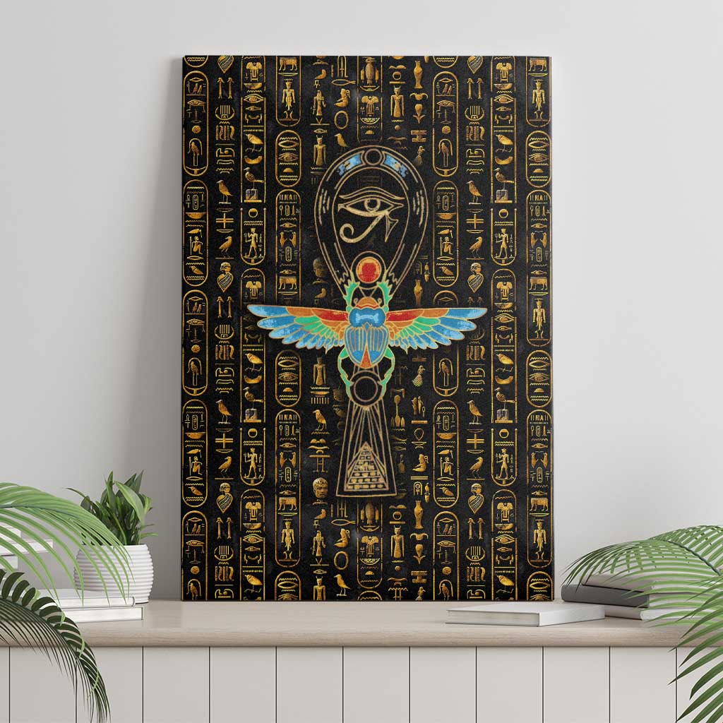 Ankh Horus Scarab Egyptian Canvas Wall Art Ancient Egypt - African Spiritual Legacy - African Pride