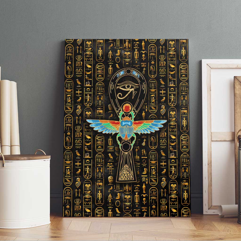 Ankh Horus Scarab Egyptian Canvas Wall Art Ancient Egypt - African Spiritual Legacy - African Pride