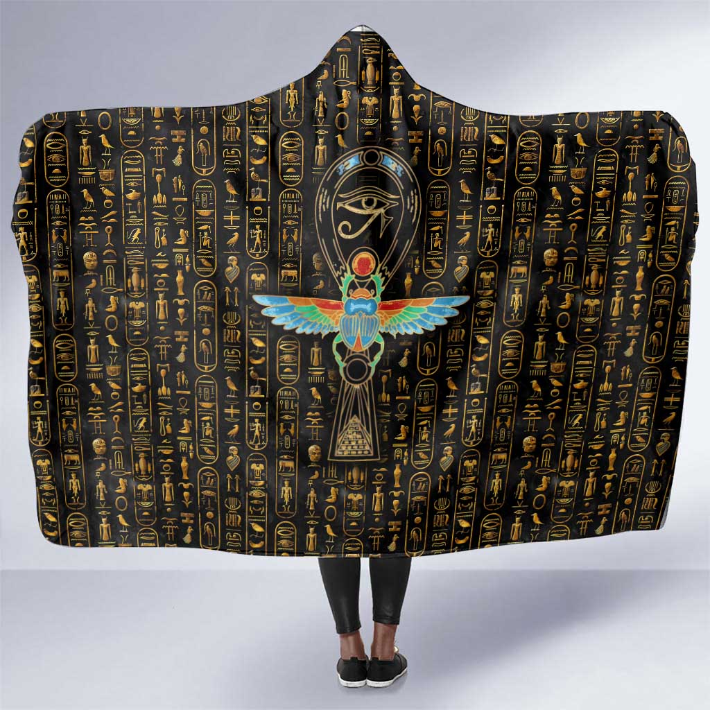 Ankh Horus Scarab Egyptian Hooded Blanket Ancient Egypt - African Spiritual Legacy - African Pride
