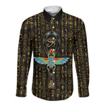 Ankh Horus Scarab Egyptian Long Sleeve Button Shirt Ancient Egypt - African Spiritual Legacy - African Pride