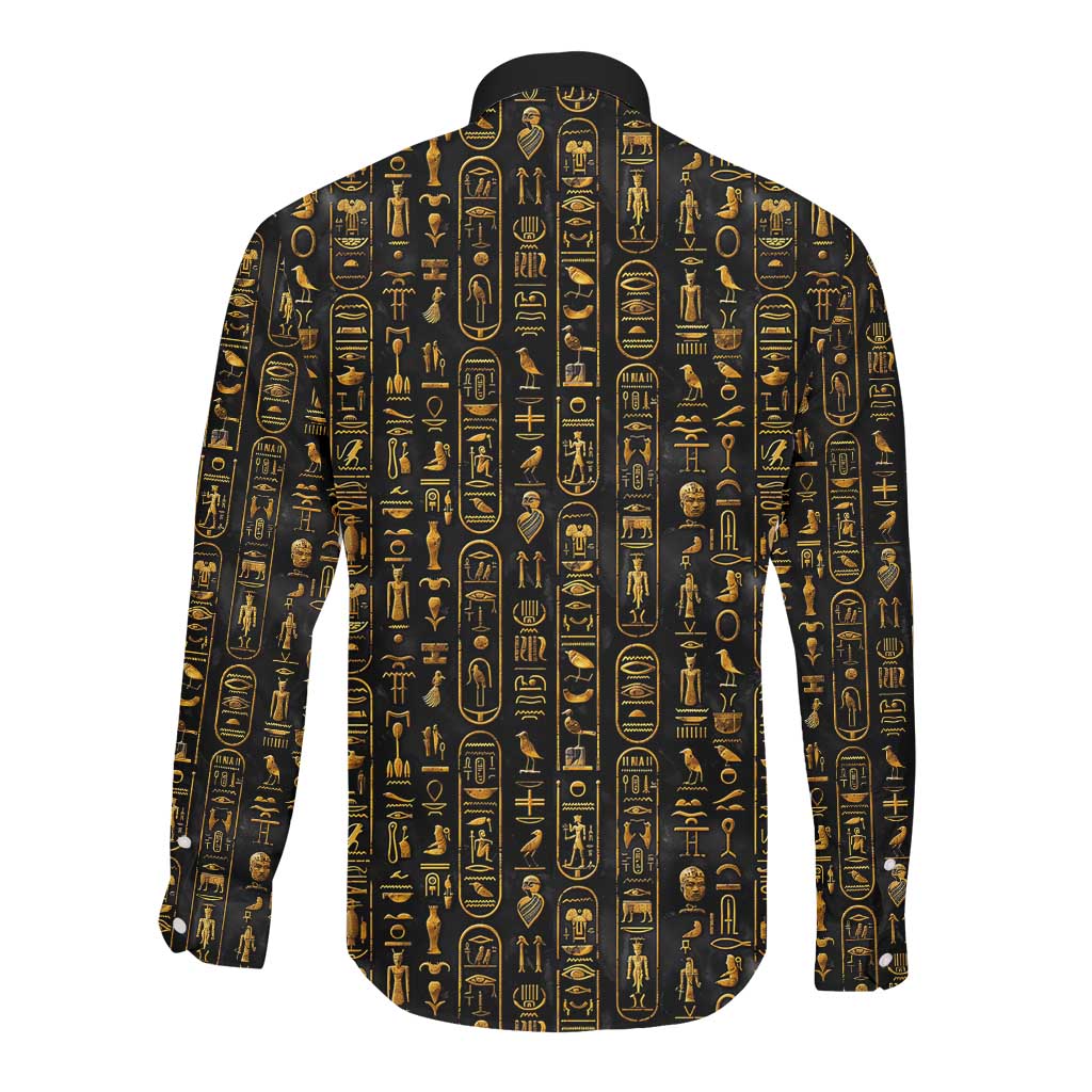 Ankh Horus Scarab Egyptian Long Sleeve Button Shirt Ancient Egypt - African Spiritual Legacy - African Pride