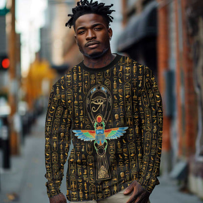 Ankh Horus Scarab Egyptian Long Sleeve Shirt Ancient Egypt - African Spiritual Legacy - African Pride