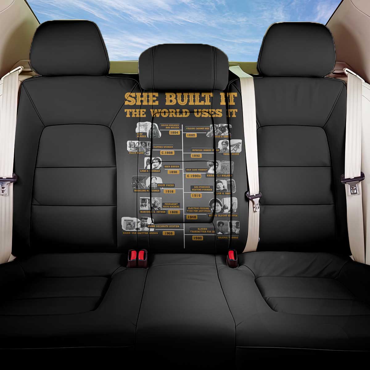 She Built It The World Uses It Back Car Seat Cover Black Women, Bold Inventions - African Pride