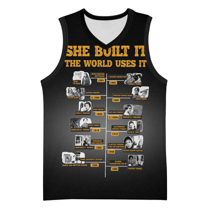 She Built It The World Uses It Basketball Jersey Black Women, Bold Inventions - African Pride
