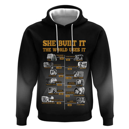 She Built It The World Uses It Hoodie Black Women, Bold Inventions - African Pride