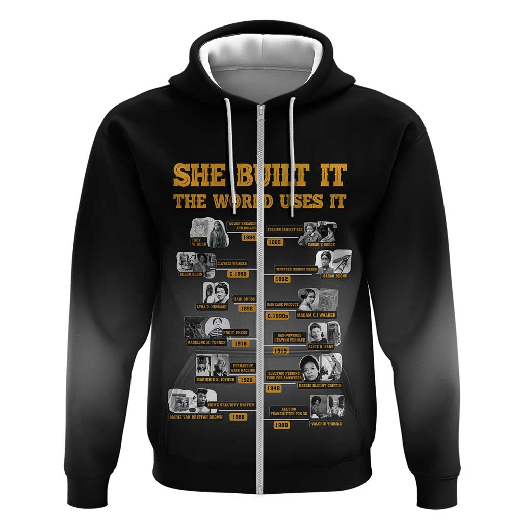 She Built It The World Uses It Hoodie Black Women, Bold Inventions - African Pride