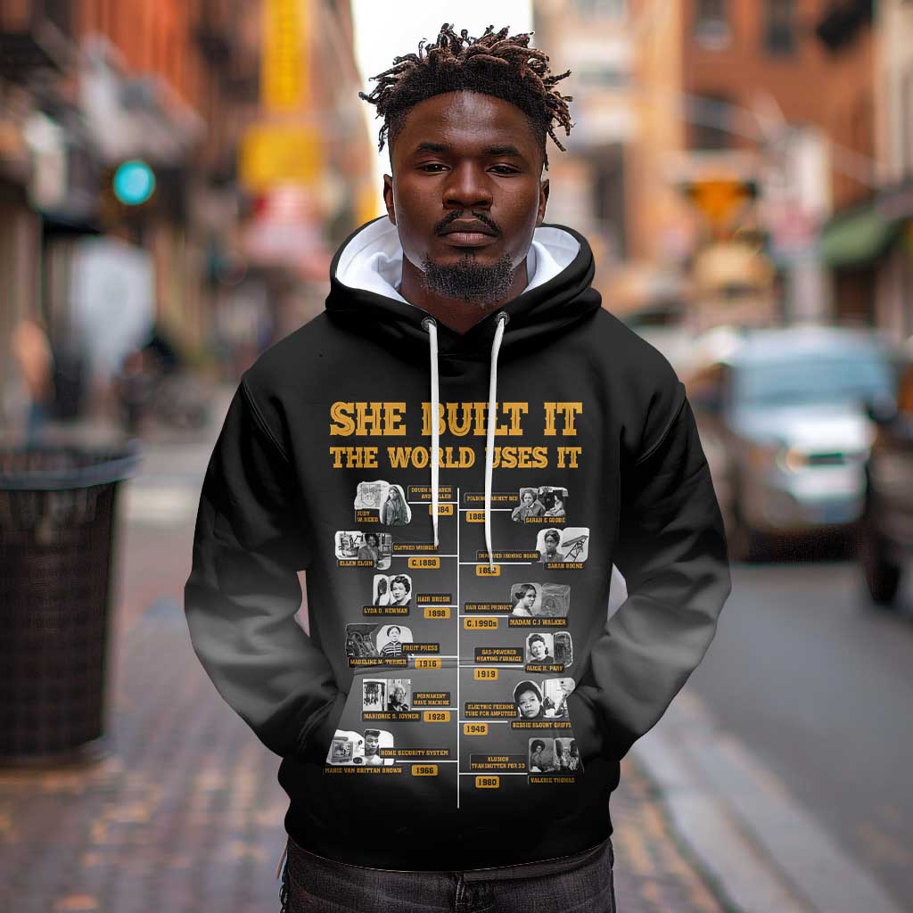 She Built It The World Uses It Hoodie Black Women, Bold Inventions - African Pride