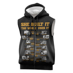 She Built It The World Uses It Sleeveless Zip Hoodie Black Women, Bold Inventions - African Pride